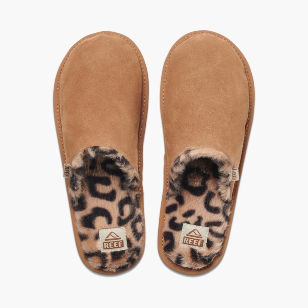 Reef Leaopard And Suede Slippers